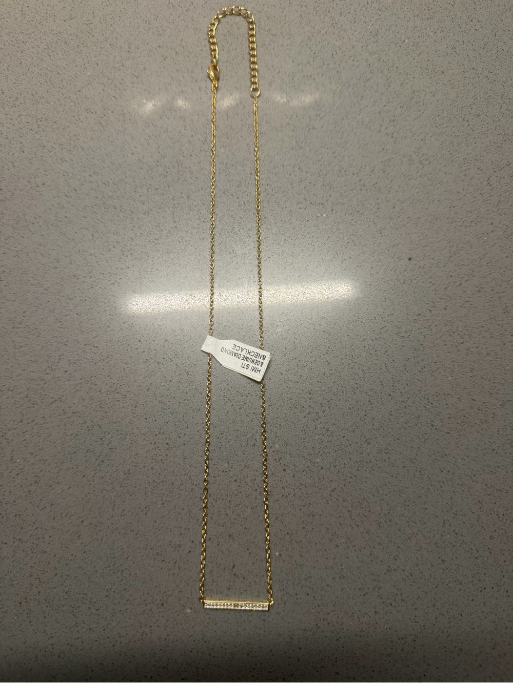 Holsted Gold Bar natural diamond Pendant Necklace 16-18”  - Women Jewelry